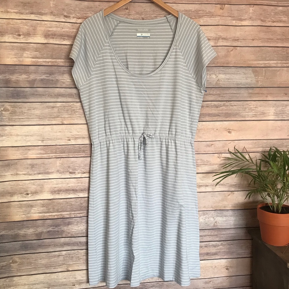 Columbia gray white striped active wear dress